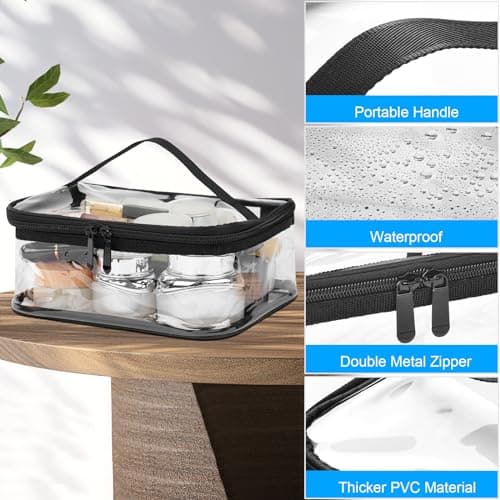 Aucuu 2PCS Toiletry Bag, Clear Makeup Bag, TSA Approved Cosmetic Bag, Portable Waterproof Transparent Cosmetic Bags, Clear Travel Toiletries Bag for Travel Business Bathroom — view 3