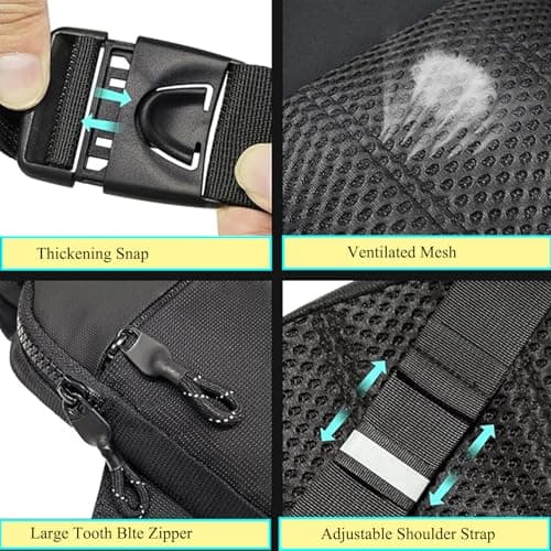 Small Sling Bag Cross Body Chest Bag Shoulder Bag for Men Women Crossbody Sling Purses for Runner Workout Hiking Cycling Travelling(Sling Bag for Black) — view 5