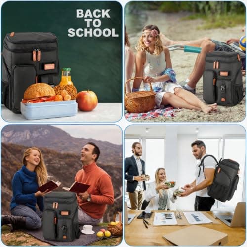 BAGPARKK Insulated Cooler Backpack,33 Cans Multifunctional Double Deck Leakproof Cooler Bag with Sternum Strap,Large Capacity Lightweight Travel Camping Beach Backpack — view 6