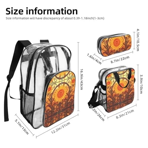 WZYCWB Gerbera with Ripple Patterned backpack set (lunch bag and pencil case) | Perfect for school, work, business trips, and travel. — view 3