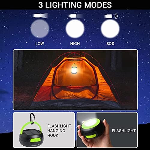 GlobaLink Rechargeable Camping Lantern, Solar Powered Camping Light，Green — view 5