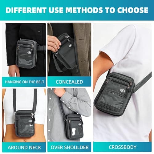 Dotop RFID Neck Wallet for Travel, Neck Wallet with RFID Blocking, Waterproof Passport Holder with Adjustable Strap, Hidden Travel Pouch Crossbody Bag for Men & Women, with Multiple Zip Pockets(Grey) — view 6