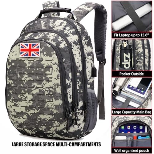 Houart 40L Tactical Military Rucksack Waterproof Backpack with USB Port — view 3