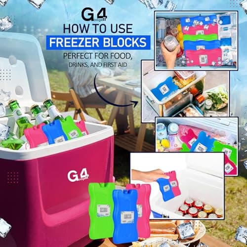 G4GADGET 16cm Freezer Blocks – Pack of 4 – Long-Lasting Reusable Ice Packs for Coolers, Picnic Bags, Travel & Outdoor Adventures – Ideal for Beach & Hiking Trips — view 6