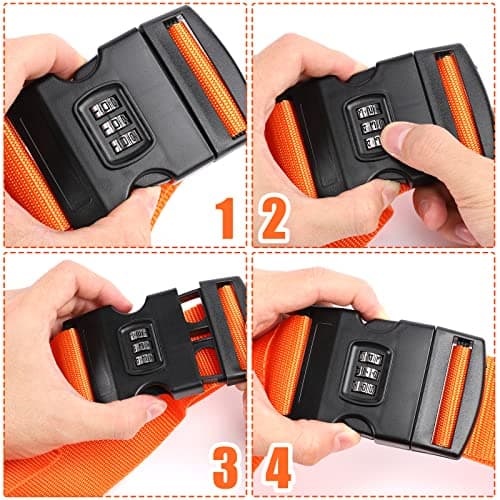 2 Pack Luggage Straps With Combination Lock, Orange Packing Belt, 2"x78.7" — view 5