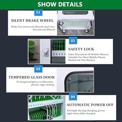 Mobile Charging Station with Lock, Multi-Port USB Charger on Wheels for Secure Device Management in Schools, Churches, and Airports — view 6