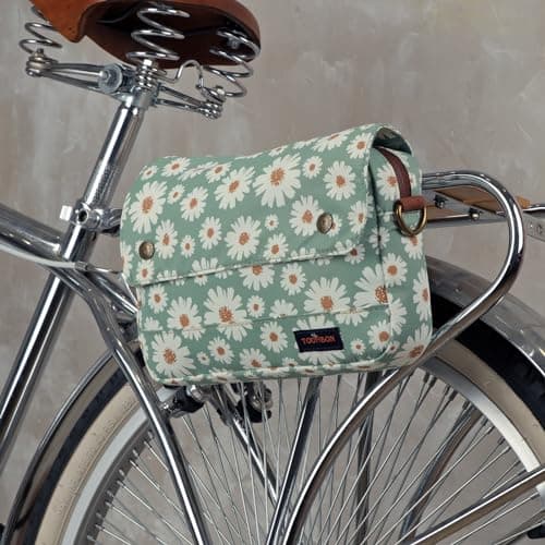 Waterproof Canvas Bike Panniers Bicycle Pouch Handlebar Bag Flower Pattern — view 6