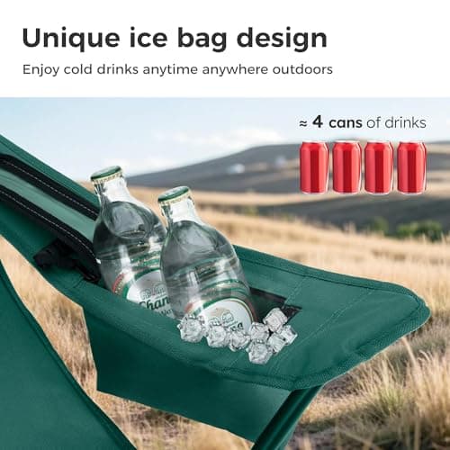 LET'S CAMP Set of 2 Folding Camping Chairs for Adults Supports 120kg Green — view 5