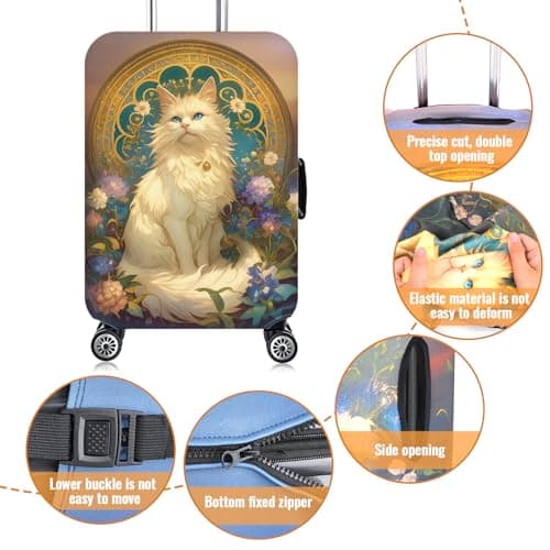 SICANAUO Luggage Covers, Personalised Suitcase Cover, Elastic Travel Suitcase Protector, Travel Trolley Case Protector, Anti-Scratch Luggage Storage Covers (Style 6, L (26-28 inch suitcase)) — view 3