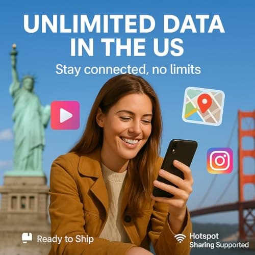 USA Travel eSIM, uses T-Mobile Network | 12 Days Unlimited 5G Data in USA (incl. Hawaii) | Low-Speed Data in Canada & Mexico | Unlimited Calls & Texts | USA Native eSIM | Instant Email Delivery — view 2