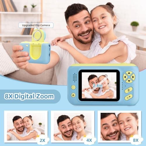 Kids Digital Camera for Boys Girls, Kids Camera Toy include 32GB Card — view 3