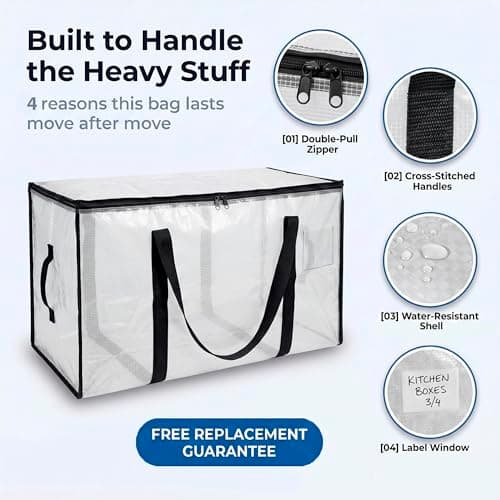 ClearSpace Heavy Duty Moving Bags or Storage Bins with Lids, Clear, 6 Pack — view 4