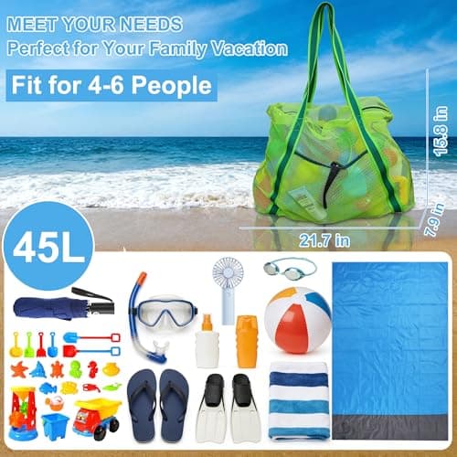 Leberna Mesh Beach Sand Toy Bags (Green) — view 3