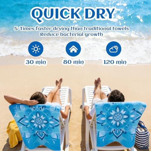 Anavasi 2 Pack Microfibre Beach Towels for Adults, 180 x 90 cm with Net Bag — view 4