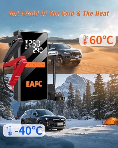 EAFC 4000A Car Jump Starter Power Pack with 150PSI Air Compressor, 12V Portable Car Battery Booster Jump Starter with Smart Jumper Cables, USB-C Fast Charging & LED Light — view 6