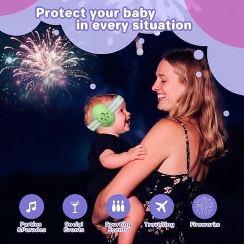 SHOCHX Baby Ear Defender for Babies and Toddlers up to 36 Months, Noise Reduction Earmuffs, Comfortable Infant Headphones for Improves Sleep, Baby Travel Essentials for Airplane/Sleep (Green) — view 6