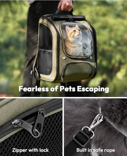 pecute Cat Backpack Large Space, Cat Carrier Backpack Bubble, Green — view 5