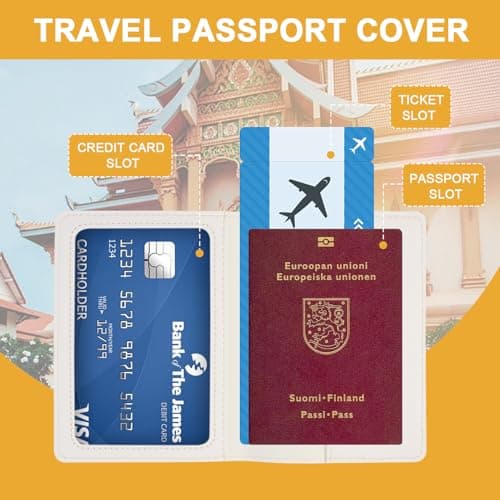2 Pcs PU Leather Passport Holder Travel Wallet, Passport Holder Cover, Passport Cover and Luggage Tag, Tickets, Boarding Pass, ID Cards, Credit Cards, Slim Passport Wallet for Men and Women — view 4