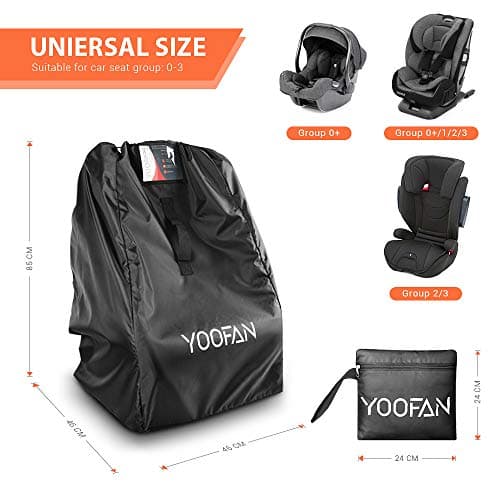 YOOFAN Gate Check Travel Bag with Backpack Shoulder Straps for Strollers, Car Seats, Pushchairs, Boosters, Infant Carriers and Wheelchairs, Water Resistant - Great for Airplane and Storage (Black) — view 3