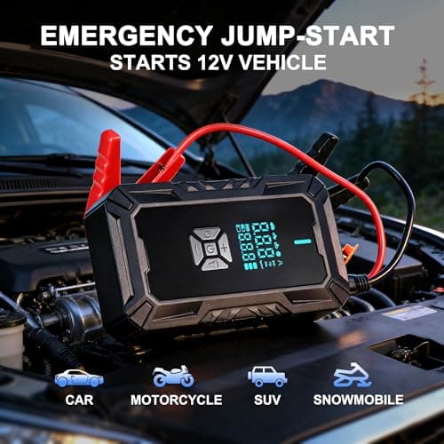 9-in-1 Jump Starter Power Pack with Air Compressor 150PSI, 4500A Car Battery Booster Jump Starter for 9L Gas/8L Diesel, Car Starter Power Bank with Jump leads Car Accessories Jump Starter (BLACK) — view 2