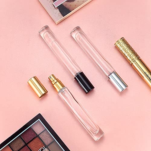 4 Pcs 10ml Portable Travel Perfume Atomiser Refillable Perfume Bottle Spray Bottles, Small Glass Aftershave Travel Bottle Atomizer Dispenser for Women Men Pocket Handbag, with 4 Drippers(Gold) — view 6