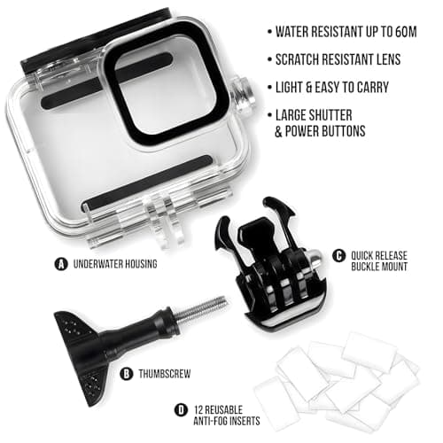 Waterproof Case for gopro Hero 13/12/11/10/9 Black - 60M/196FT Diving Protective Housing, Underwater Action Camera Case with Quick Release Mount & Anti-Fog Insert — view 2