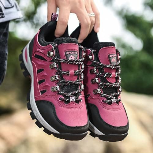Men's Women's Lightweight Waterproof Anti-Slip Hiking Shoes Travel Camping Shoes Walking Shoes Four Seasons Red 6 UK — view 5