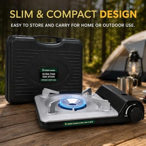 Green Haven Camping Stove | Compact Portable Gas Stove Single Burner Hob — view 5