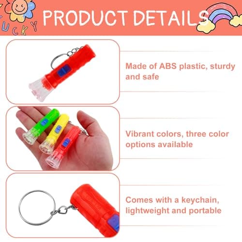 QTMMC 20 Pcs Mini Torches Keyring Torch Led Small Flashlight Pocket Keychain Colourful Bright Torches for Boys Girls Party Bags Reading Camping Hiking Outdoors Prizestiny Gift, Random Colors — view 3