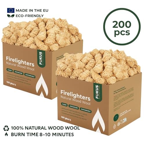 Horeca Candles - Wood Wool Fire Starter for Camping, Stoves, Grill - Pack of 200 Natural Fire Lighters for Camp Pits, Fireplaces - Indoor & Outdoor Odorless Firelighters - Waterproof Firestarter — view 2
