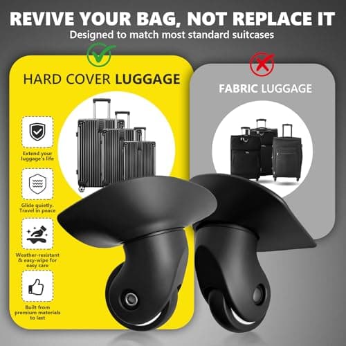 Luggage Wheels Replacement Wheel for Luggage Suitcase Repair 360° Rotating Suitcase Replacement Wheels with 4 Mounting Holes H167 — view 6