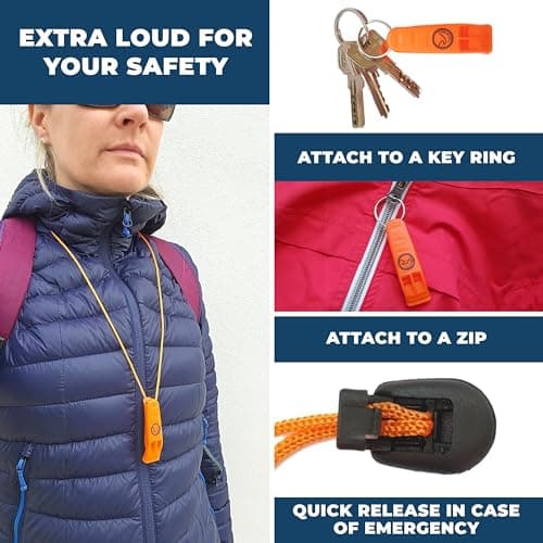SwimCell Emergency Whistle - Swimming, Hiking, Camping - Orange (3 Pack) — view 6