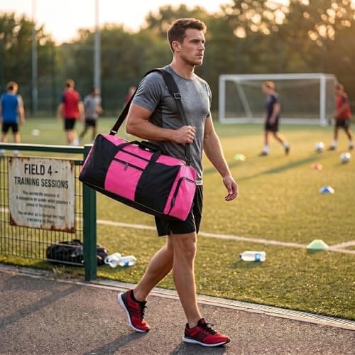 Travel Duffle Storage Holdall Bag Lightweight Gym & Sports Bag (Pink) — view 2