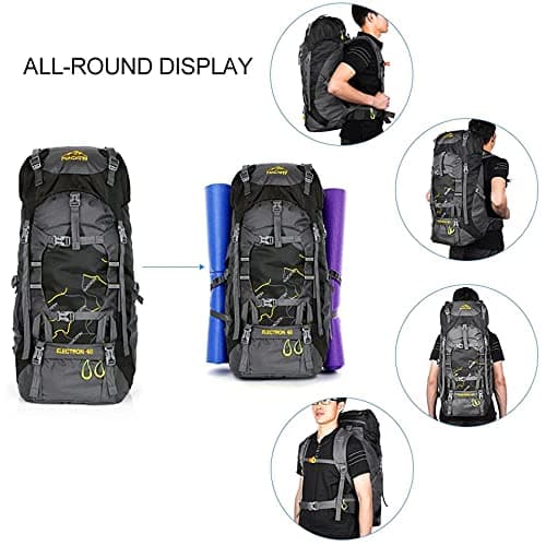 NACATIN Hiking Backpack, 60L Large Rucksack for Men Women, Tear and Water-resistant Ideal for Camping Trekking Travel Outdoor (Black) — view 6