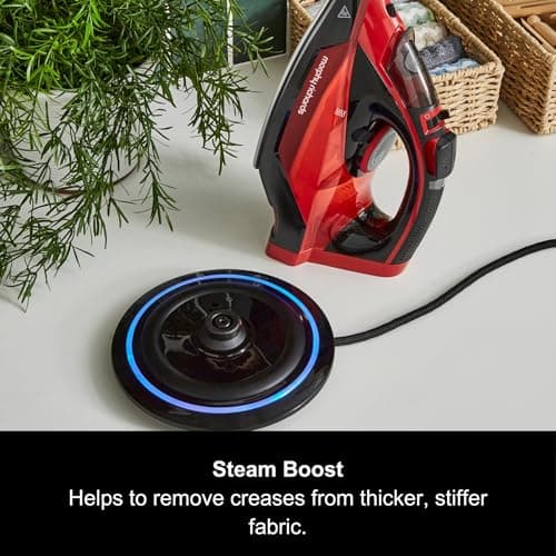 Morphy Richards EasyCHARGE Cordless Steam Iron, Non Stick Ceramic Soleplate, 130g Boost, 30g Output, 350ml Water Tank, Anti Drip and Scale, Auto Shut-off, 2.5m Cord, 2400W, Red, 303250 — view 5
