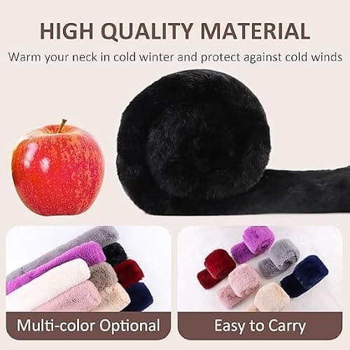Spunklad Womens Winter Fleece Warm Scarf, Black Soft Neck Warmer — view 3
