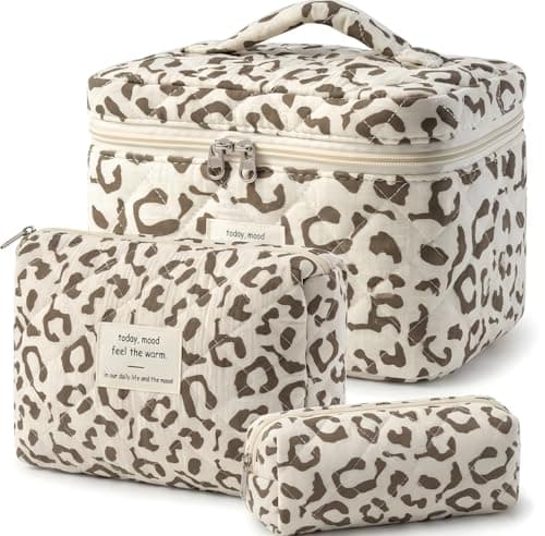 3 Piece Makeup Bag Set for Women, Aesthetic Travel Wash Bag & Cosmetic Pouch Organiser, Lightweight Toiletry Bags with Sturdy Zips for Skincare, Beauty & Daily Essentials