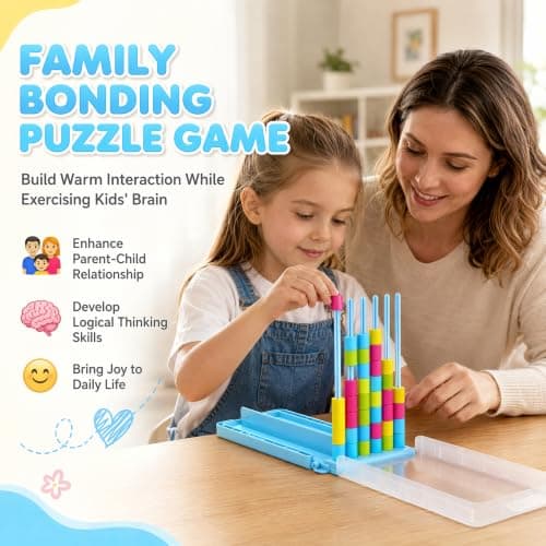 Mini Color Stack Challenge Game, Colour Match Logic Game with 40 Rings — view 3