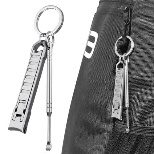 VOGARB Keychain Nail Clippers for Men Fingernail and Toenails, Portable Ultra Sharp Finger Nail Clipper with Nail File and Earpick Set, Folding Slim Design for Travel, Home, Working, Purse, Backpack — view 3
