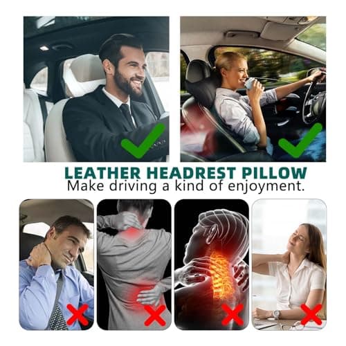 TOPABYTE Car Neck Pillow for Driving Memory Foam Headrest Black, 2 Packs — view 2