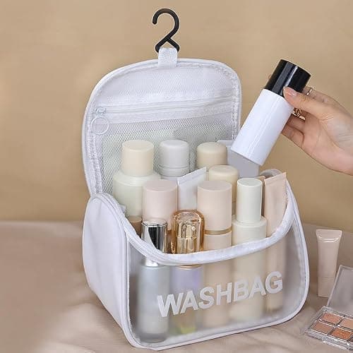 Transparent Toiletry Bag, Hanging Toiletry Bag with Hook Large Capacity Travel Makeup Bag with Waterproof Handle Cosmetic Bag Travel Accessories — view 4