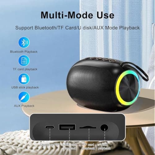 IKHPHE Bluetooth Speaker, Portable Wireless Speaker 18-Hour Playtime, 10M Bluetooth Range, Enhanced Bass, Noise-Cancelling Mic, Black — view 2