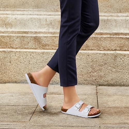 ODOLY Unisex Comfortable Cork Footbed Slide Sandals with Arch Support — view 2