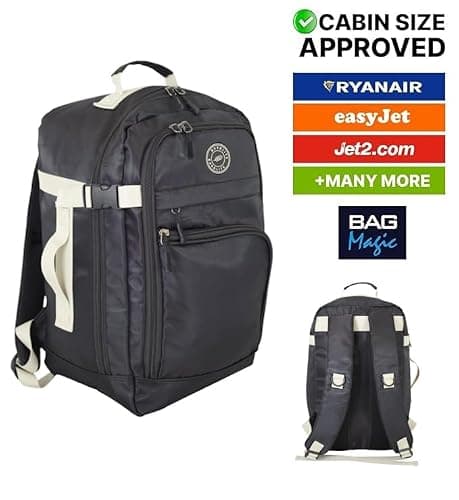 Ryanair Cabin Bag 40x25x20cm Underseat Backpack – Airline Approved Free Carry On Flight Bag | Lightweight 20L Nylon Travel Backpack Fits Ryanair, EasyJet, British Airways & More - Black/White — view 6