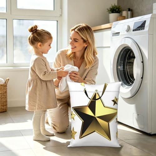 Gold Star Travel Laundry Bag With Handle, 2pcs Large Waterproof Dirty Clothes Bags With Zipper, Foldable Swimsuit Workout Bag Washable Wet Clothes Storage Organizer For Dorm — view 6