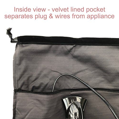 Velvet Hair Dryer Storage Bag with Large Internal Pocket – Soft & Stylish 35x35cm Pouch to Protect Appliances, Heels & Accessories with Drawstring Closure (Pink) — view 5