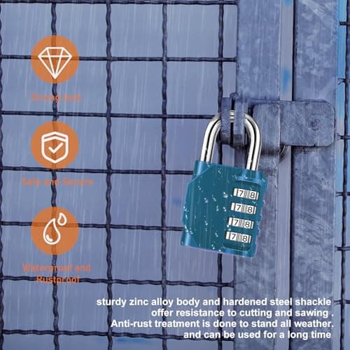 NAGE 4 Digit Combination Padlock, Coded Lock for Indoor (Peacock Blue) — view 5