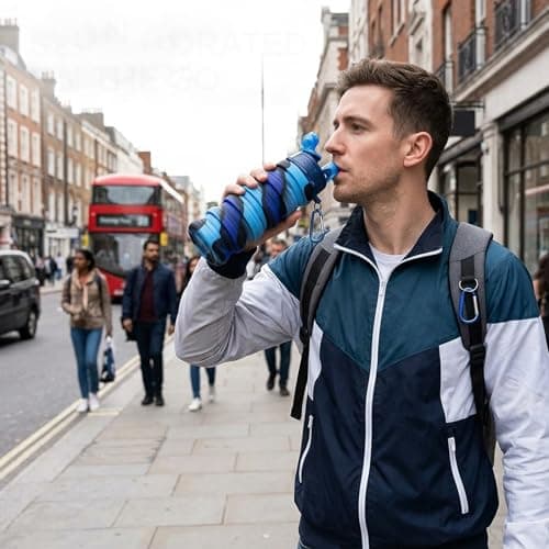 YFHUVB Collapsible Water Bottle, Silicone Water Bottle Collapsible, Folding Water Bottle for Outdoor Hiking, Gym Hydration, School Use and Family Travel, 500 ml Capacity with Carabiner — view 4