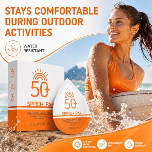15 Pcs Sunscreen SPF 50+, Travel Size Sunscreen Without White Cast, Mini Sun Cream for Face & Body, Waterproof & Non-Greasy Sun Protection, Lightweight UV Protection for Daily Holiday Travel, 2g/pack — view 4