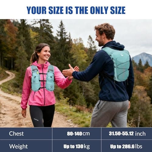 ONETOALL Running Vest Women with TPU Water Bottle 500ml & Water Bladder 2L, Lightweight Hydration Running Vests Mens, Reflective Running Backpack for Hiking Marathon Biking Sci, Blue — view 5